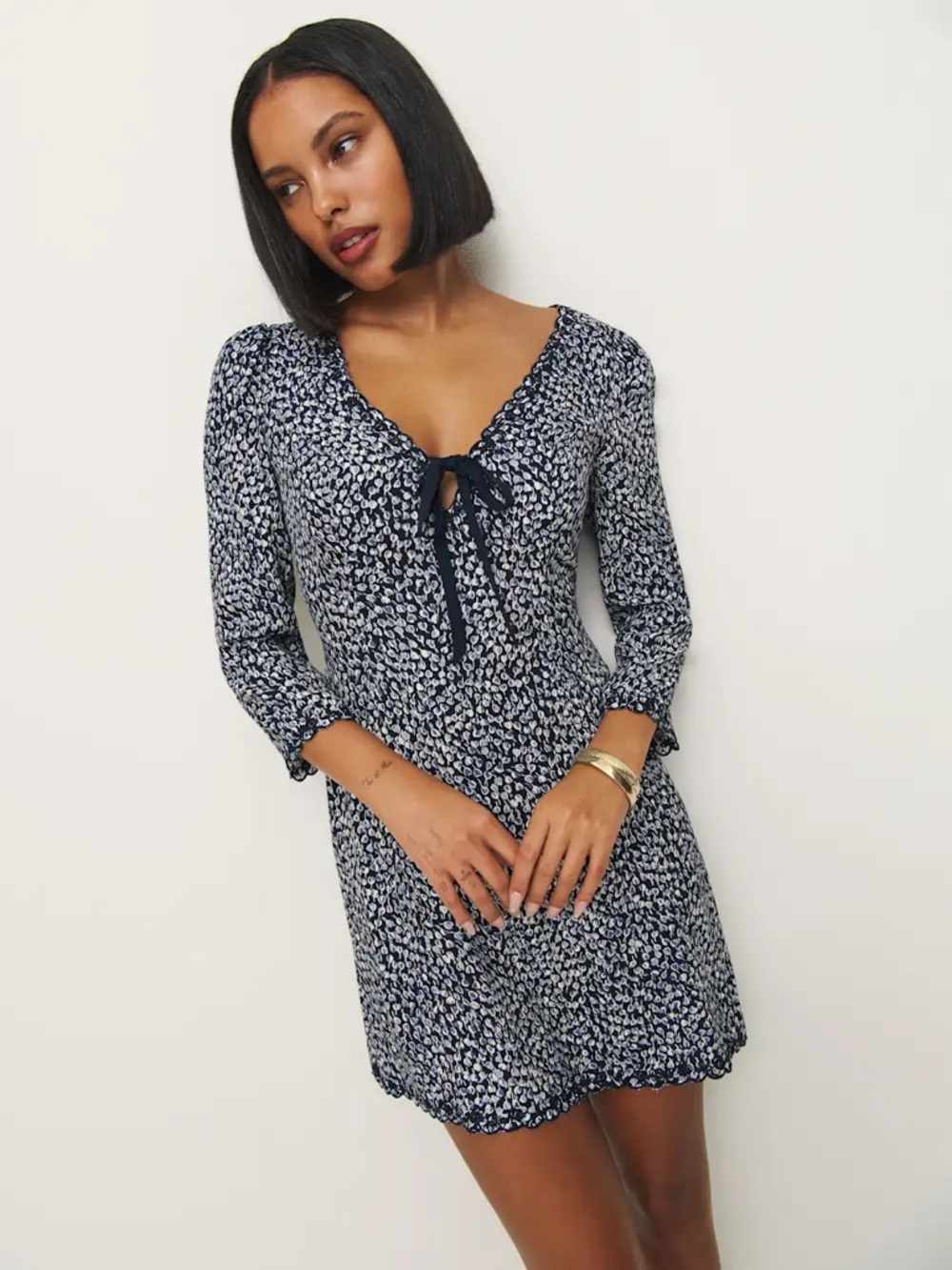 Reformation Posey Mini Dress Blue